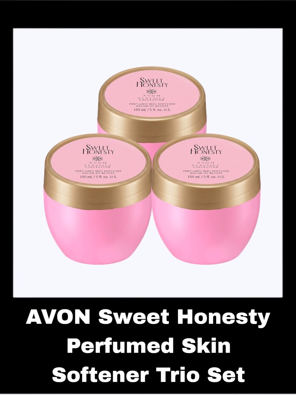AVON Sweet Honesty 5.0 Fluid Ounces Perfumed Skin Softener Trio Set